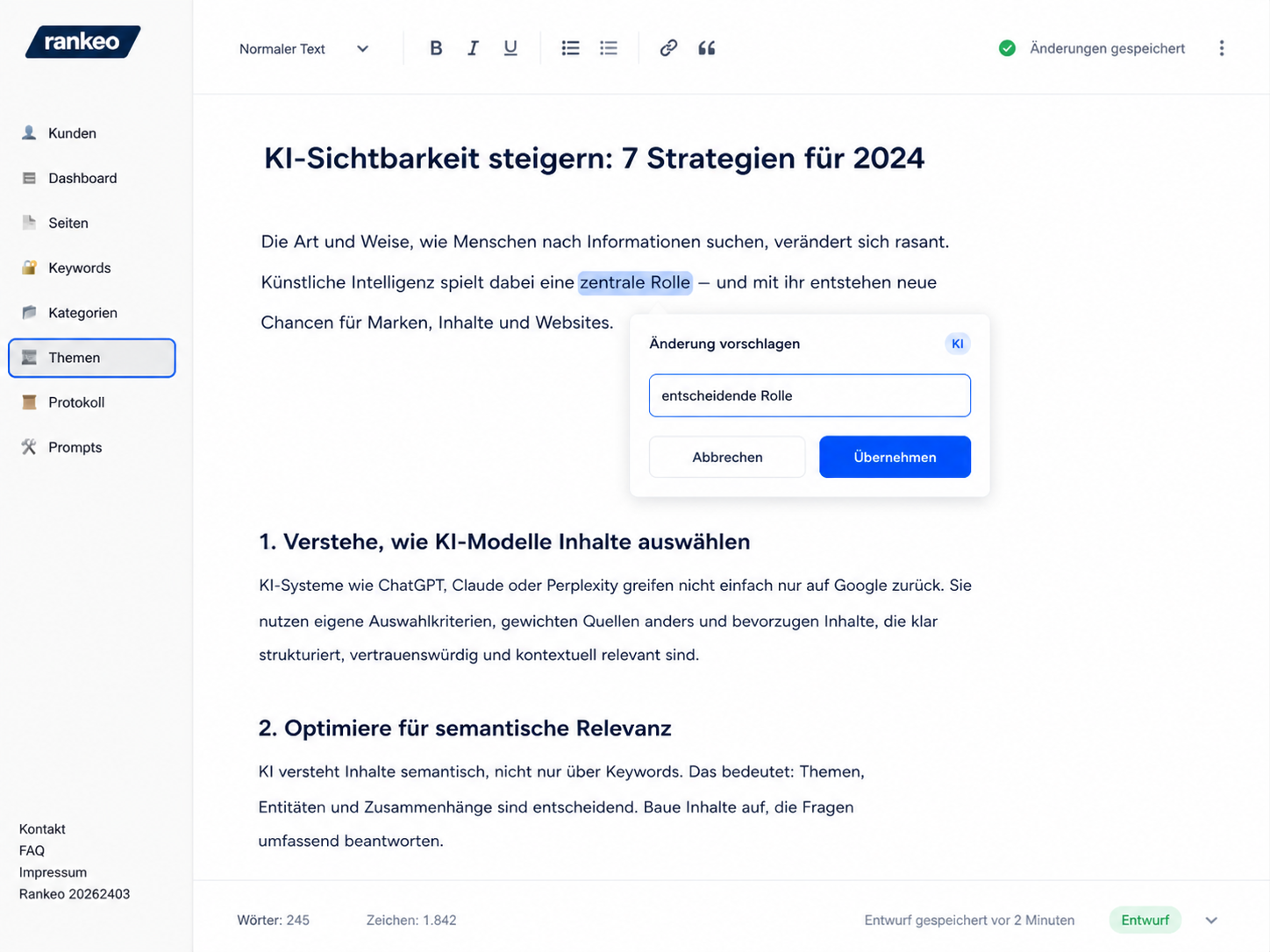 Rankeo Freigabe-Workflow